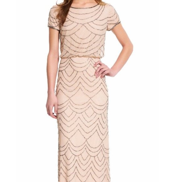 Adrianna Papell Women's Blouson Beaded Gown - Picture 1 of 11